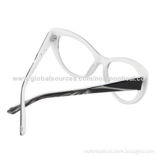 Black/White Stripe Cat Eye Optical Frame